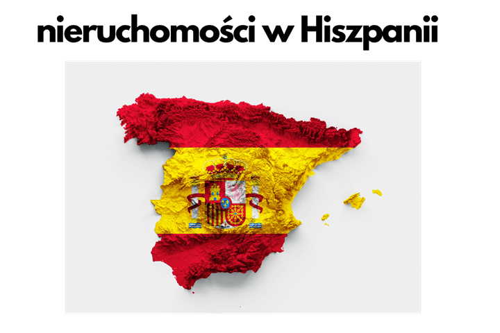 Mapa Hiszpanii z popularnymi regionami inwestycyjnymi: Costa del Sol, Costa Blanca, Majorka, Barcelona, Madryt.